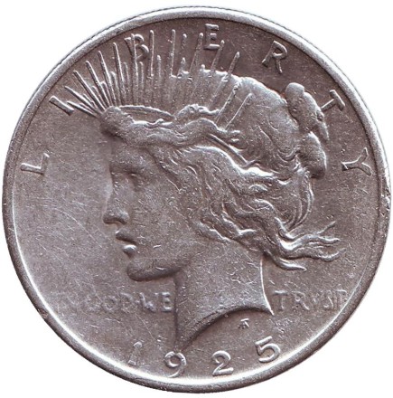 Монета 1 доллар. 1925 год, США. (Без отметки монетного двора) Доллар мира.