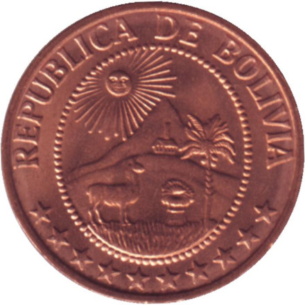 Монета 5 сентаво. 1970 год, Боливия.