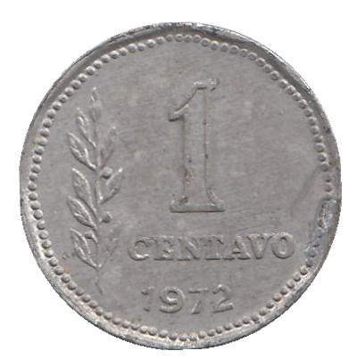 Монета 1 сентаво. 1972 год, Аргентина.