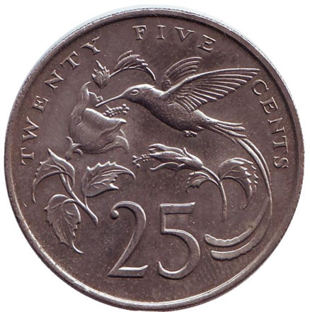 Монета 25 центов. 1989 год, Ямайка.