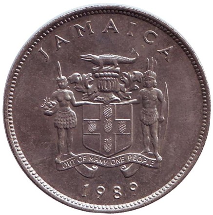 Монета 25 центов. 1989 год, Ямайка.