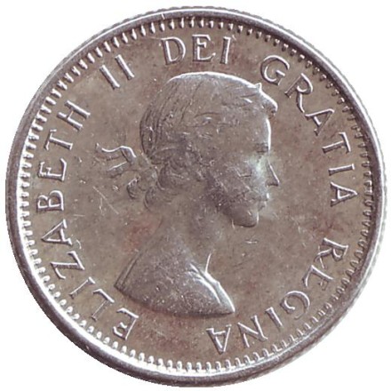 Монета 10 центов. 1964 год, Канада. Парусник. Монета 10 центов. 1964 год, Канада. Парусник.