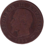 Монета 5 сантимов. 1854 год (B), Франция. Наполеон III. Монета 5 сантимов. 1854 год (B), Франция. Наполеон III.