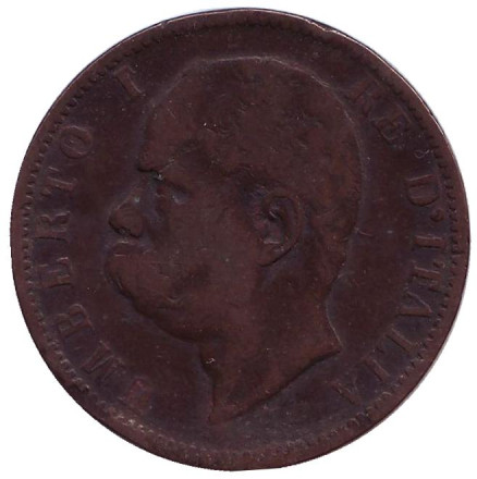 Монета 10 чентезимо. 1894 год, Италия. Умберто I. "BI".