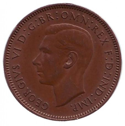 Монета 1 фартинг. 1941 год, Великобритания. Крапивник. (Птица).