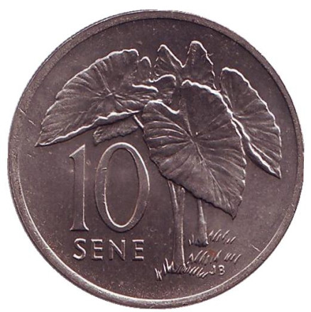 Монета 10 сене. 1974 год, Самоа. Растение Таро.