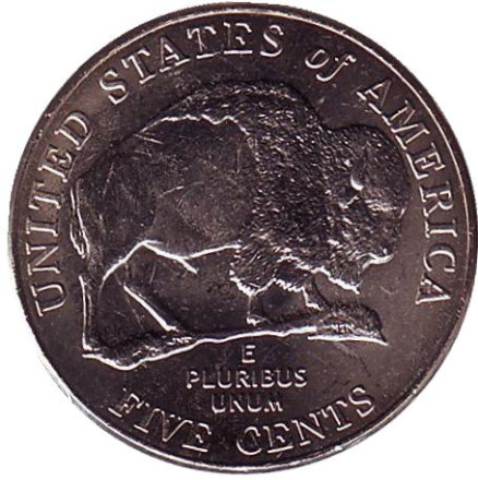 Монета 5 центов. 2005 год (D), США. UNC. Бизон.