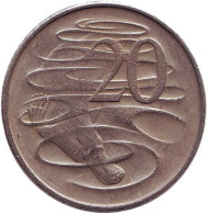 Монета 20 центов. 1967 год, Австралия. Утконос.