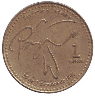 Монета 1 кетцаль. 2001 год, Гватемала. Монета 1 кетцаль. 2001 год, Гватемала.