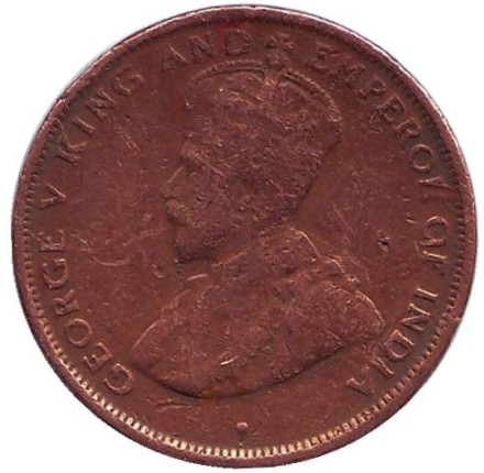 Монета 1 цент. 1923 год, Цейлон. Монета 1 цент. 1923 год, Цейлон.