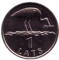 Монета 1 лат, 2001 год, Латвия. UNC. Аист. Монета 1 лат, 2001 год, Латвия. UNC. Аист.