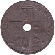 Монета 10 сантимов. 1942 год, Бельгия (Belgique-Belgie). Монета 10 сантимов. 1942 год, Бельгия (Belgique-Belgie).
