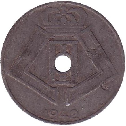 Монета 10 сантимов. 1942 год, Бельгия (Belgique-Belgie).