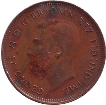 Монета 1/2 пенни. 1947 год, Австралия. Кенгуру. Монета 1/2 пенни. 1947 год, Австралия. Кенгуру.