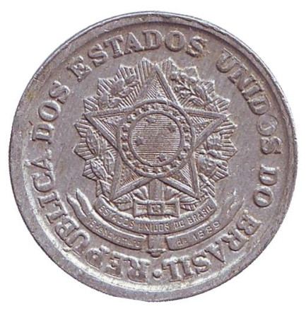 Монета 1 крузейро. 1961 год, Бразилия. Монета 1 крузейро. 1961 год, Бразилия.