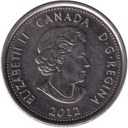 Монета 25 центов. 2012 год, Канада. Текумсе. Монета 25 центов. 2012 год, Канада. Текумсе.