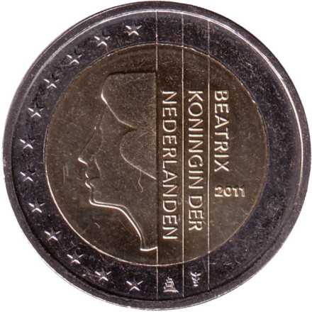 Монета 2 евро. 2011 год, Нидерланды.