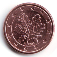 Монета 1 цент (A). 2008 год, Германия. Монета 1 цент (A). 2008 год, Германия.