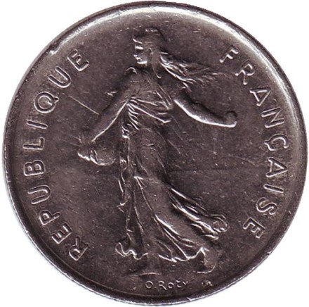 Монета 5 франков. 1971 год, Франция.