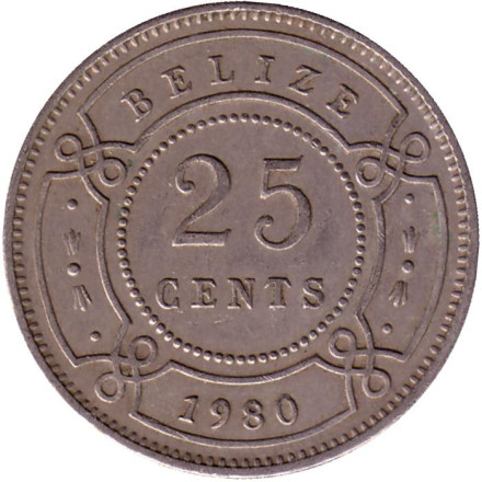 Монета 25 центов. 1980 год, Белиз.