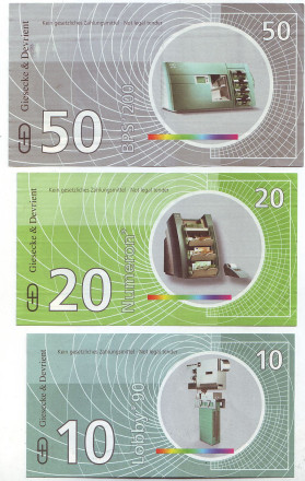 Комплект рекламных банкнот Giesecke & Devrient. (6 шт.), Германия.