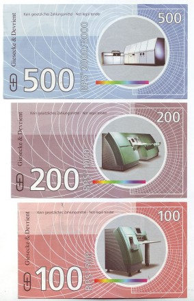 Комплект рекламных банкнот Giesecke & Devrient. (6 шт.), Германия. Комплект рекламных банкнот Giesecke & Devrient. (6 шт.), Германия.