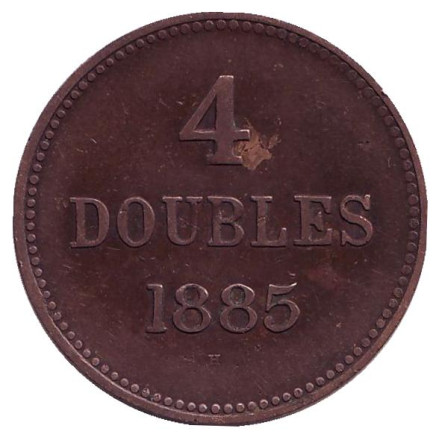 Монета 4 дубля. 1885 год, Гернси.