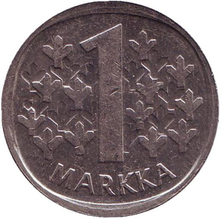 Монета 1 марка. 1992 год, Финляндия.