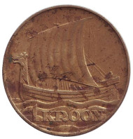 Монета 1 крона. 1934 год, Эстония. Корабль викингов. Монета 1 крона. 1934 год, Эстония. Корабль викингов.