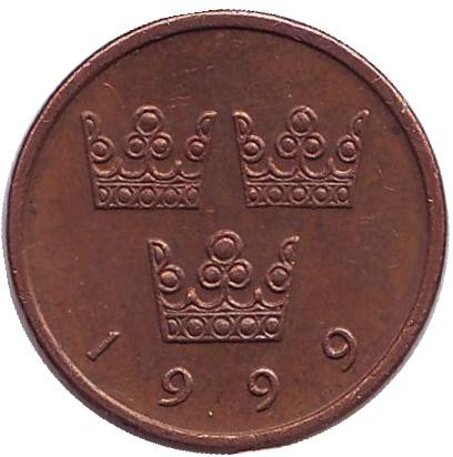 Монета 50 эре. 1999 год, Швеция.