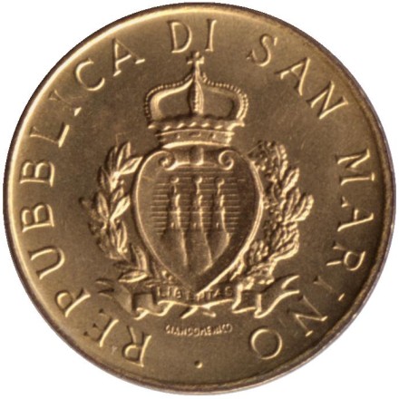 Монета 20 лир. 1987 год, Сан-Марино. 15 лет с момента возобновления чеканки. Монета 20 лир. 1987 год, Сан-Марино. 15 лет с момента возобновления чеканки.