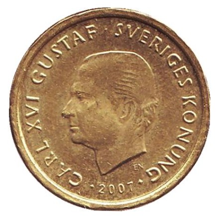Монета 10 крон. 2007 год, Швеция. Монета 10 крон. 2007 год, Швеция.