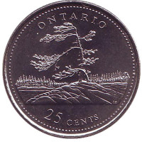 Онтарио. 125 лет Конфедерации Канады. Монета 25 центов. 1992 год, Канада.