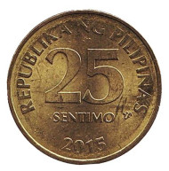 Монета 25 сентимо. 2015 год, Филиппины. Монета 25 сентимо. 2015 год, Филиппины.