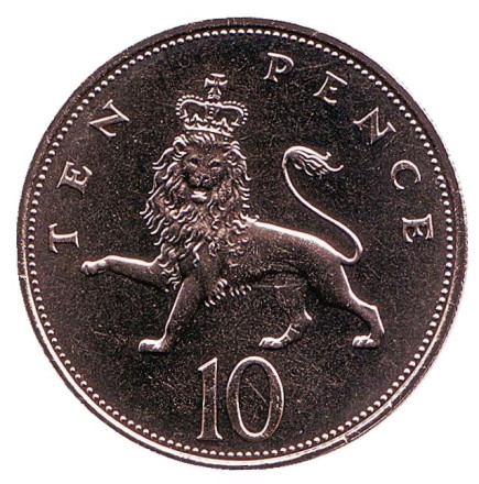 Монета 10 пенсов. 1983 год, Великобритания. BU.