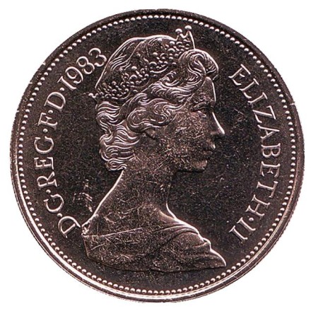 Монета 10 пенсов. 1983 год, Великобритания. BU. Монета 10 пенсов. 1983 год, Великобритания. BU.