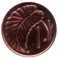 Лист Таро. Монета 1 цент. 1975 год, Острова Кука. (Отметка монетного двора: "FM").