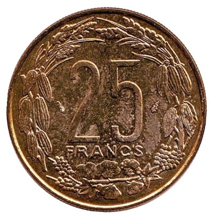 Монета 25 франков. 1978 год, Центральные Африканские Штаты. aUNC. Африканские антилопы. (Западные канны).