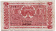 Банкнота 10 марок. 1945 год, Финляндия. Банкнота 10 марок. 1945 год, Финляндия.