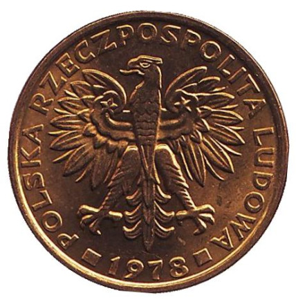 Монета 2 злотых. 1978 год, Польша. UNC. (Без отметки монетного двора - Ленинград).