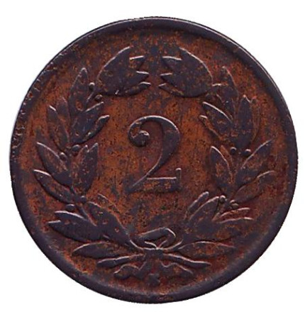 Монета 2 раппена. 1866 год, Швейцария.