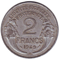 2 франка. 1949-В год, Франция.