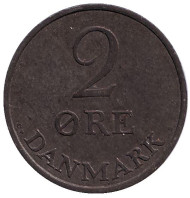 Монета 2 эре. 1959 год, Дания. Монета 2 эре. 1959 год, Дания.