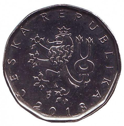 Монета 2 кроны. 2018 год, Чехия. UNC.