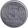 Монета 5 пфеннигов. 1989 год, ГДР.