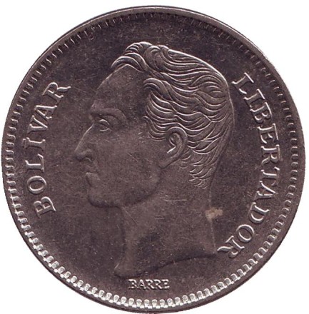 Монета 5 боливаров. 1989 год, Венесуэла.