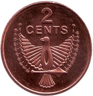 Монета 2 цента. 2005 год, Соломоновы острова. Птица счастья (Орёл). Монета 2 цента. 2005 год, Соломоновы острова. Птица счастья (Орёл).