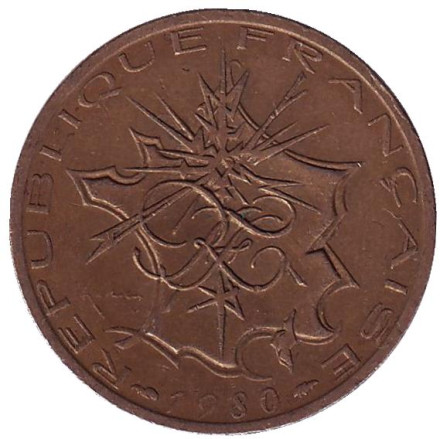 Монета 10 франков. 1980 год, Франция. Монета 10 франков. 1980 год, Франция.
