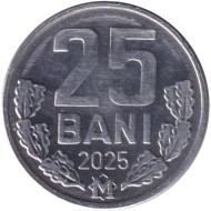 Монета 25 бани. 2025 год, Молдавия. Монета 25 бани. 2025 год, Молдавия.