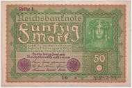 Рейхсбанкнота 50 марок. 1919 год, Веймарская республика. Рейхсбанкнота 50 марок. 1919 год, Веймарская республика.